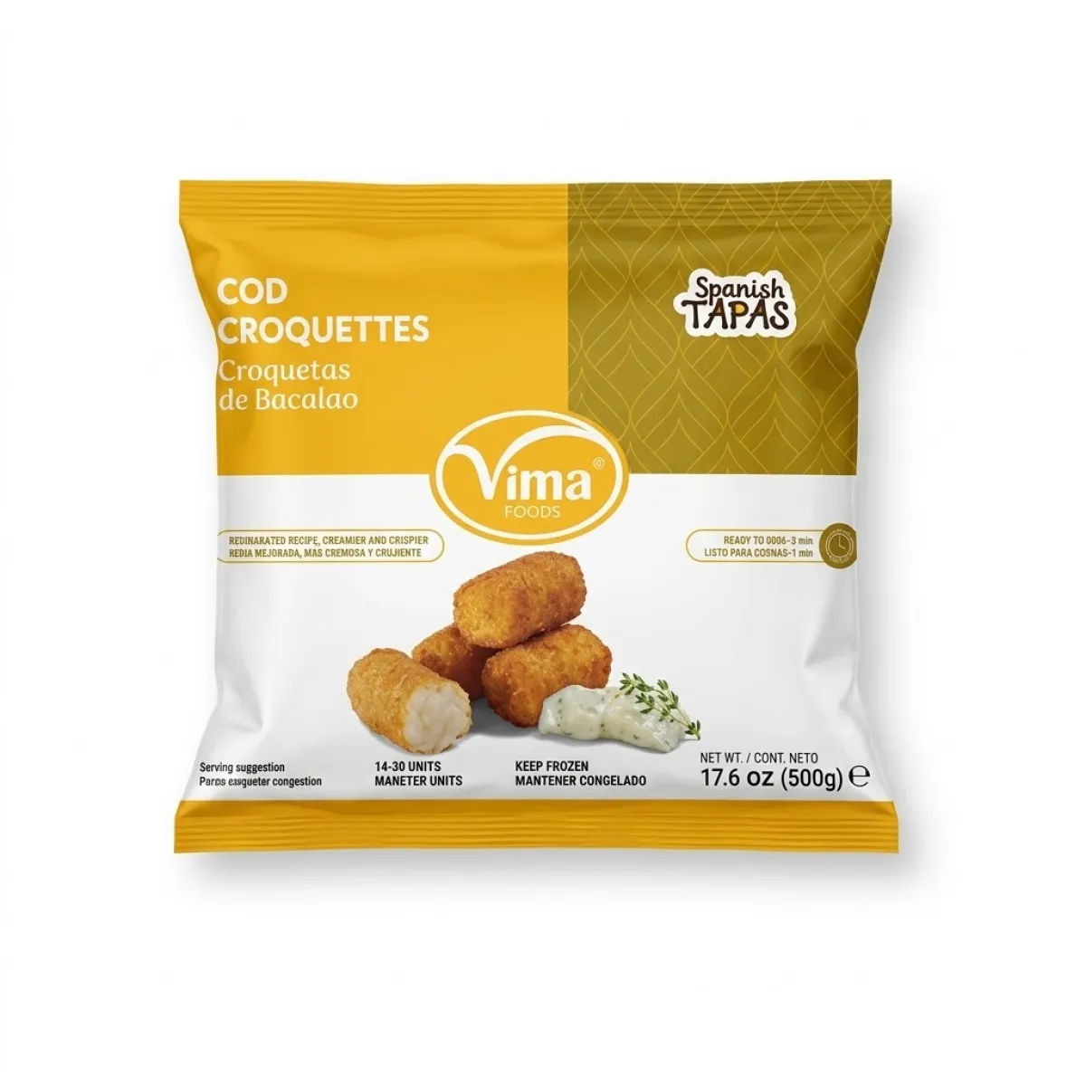 Croqueta de bacalao bolsa de 500g Vima