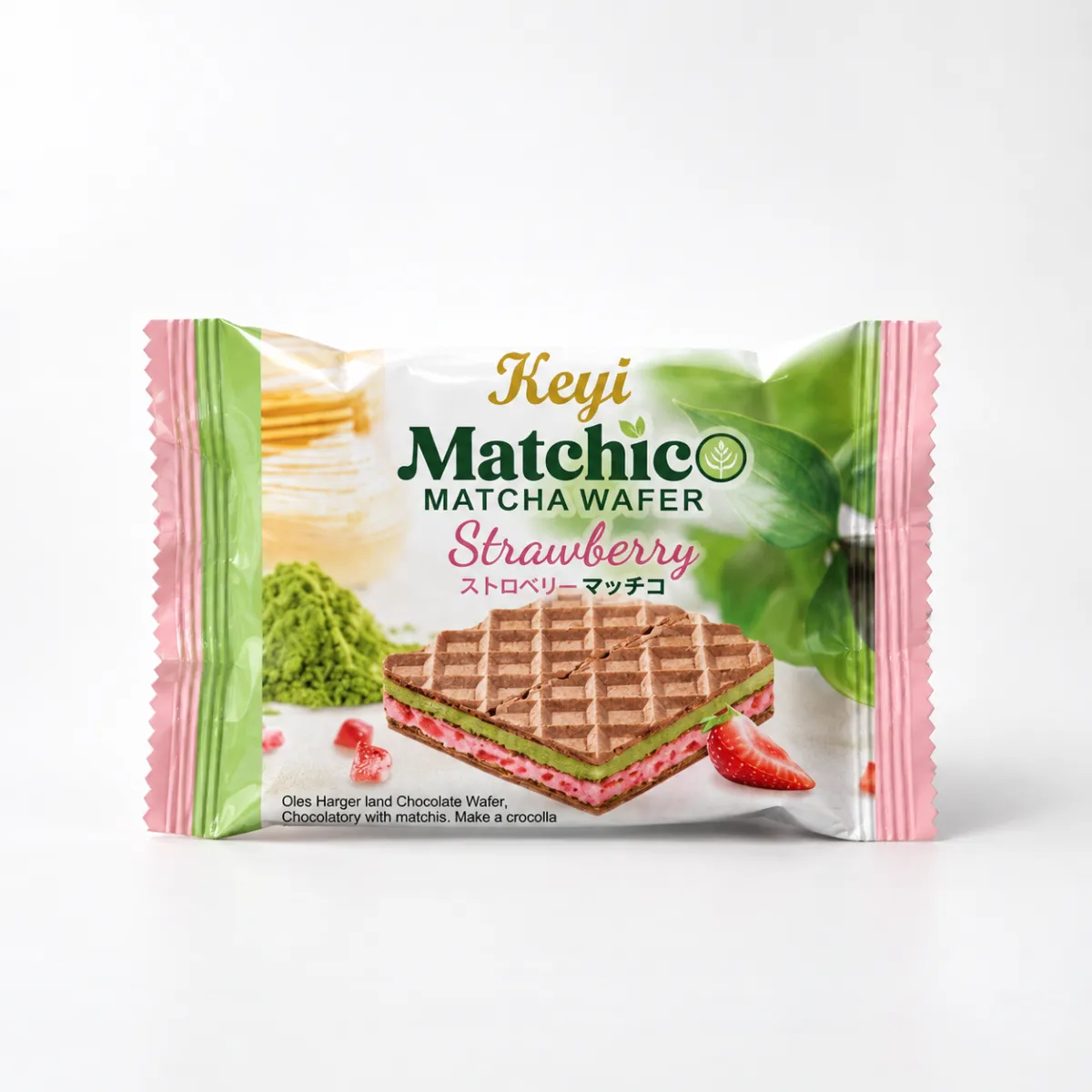Galleta Wafer de Matcha con Relleno de Fresa Keyi