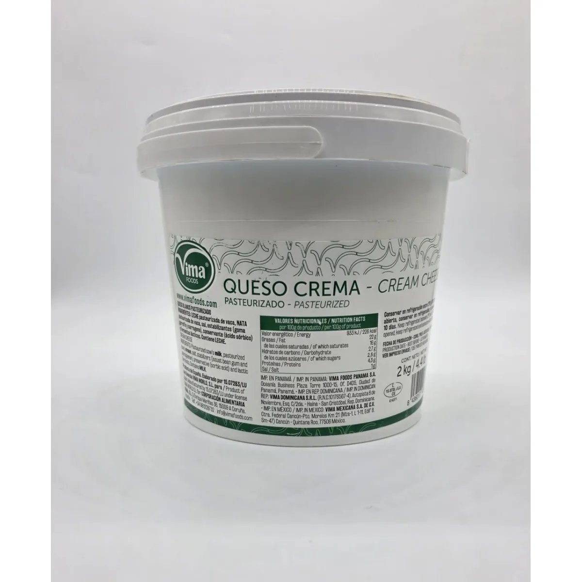 Queso crema cubeta 2kg Vima